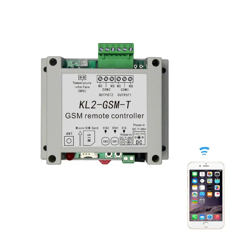 DC12V 2 канальный релейный выход GSM удаленный контроль переключатель KL2 T с 1 метра