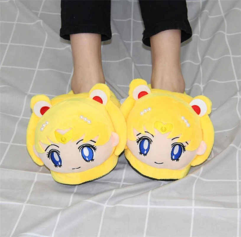 

Cute Anime Slippers Ladies Winter Warm Slippers Sweet Rainbow Bear Indoor Silent Slides Soft Home Cotton Shoes Girl Flip Flops