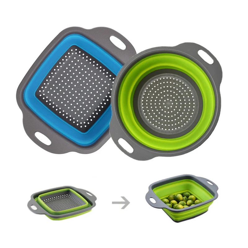 Складной промывочный слив с ручкой корзина для фруктов и овощей Силиконовый