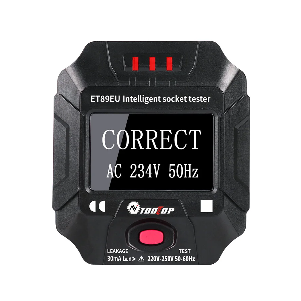 

TOOLTOP Socket Tester Professional Smart Voltage Frequency Test Socket Detector With LCD Display Measuring Tools