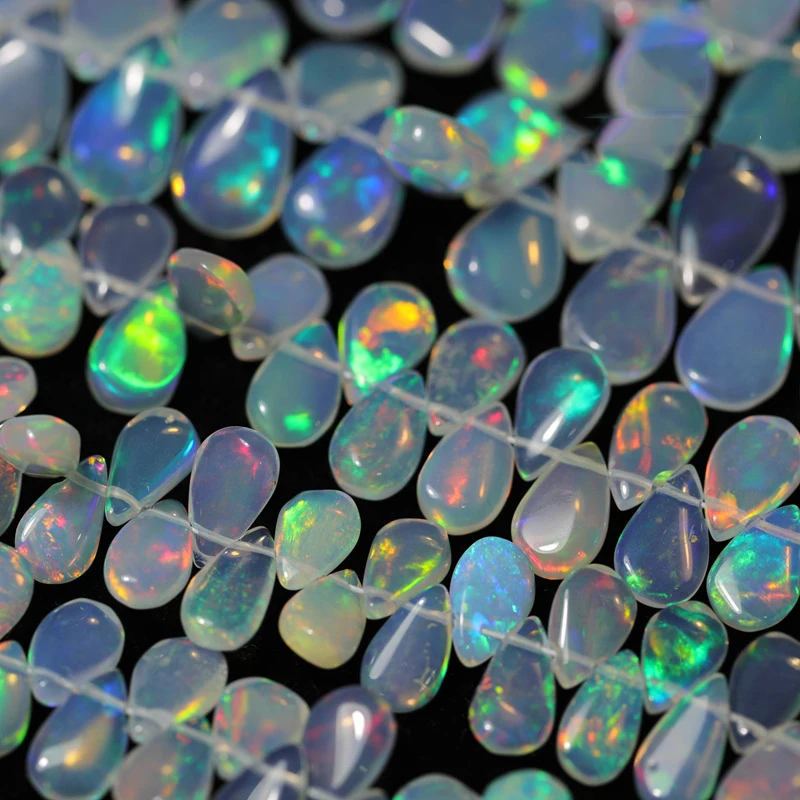 

1piece Natural Opal Glossy Pear Shape DIY Semi-Finished Product Whole Perforated Beads Accessories for Jewelry Making