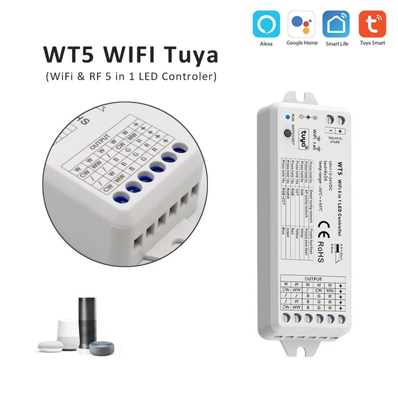 4 зосветодиодный Светодиодная лента с регулировкой яркости 12 В 24 WIFI + 2 4G RF 5 в