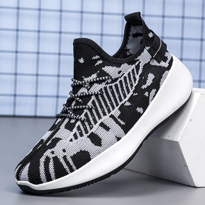 Модные мужские кроссовки для бега трикотажные дышащие спортивные уличные