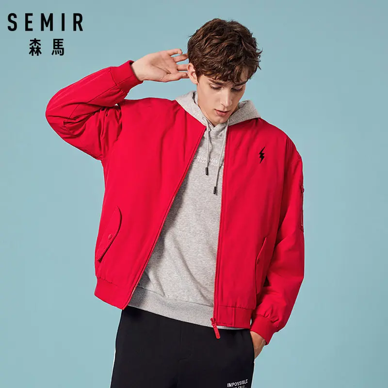 SEMIR мужская бейсбольная куртка на молнии куртка-бомбер с флисовой подкладкой