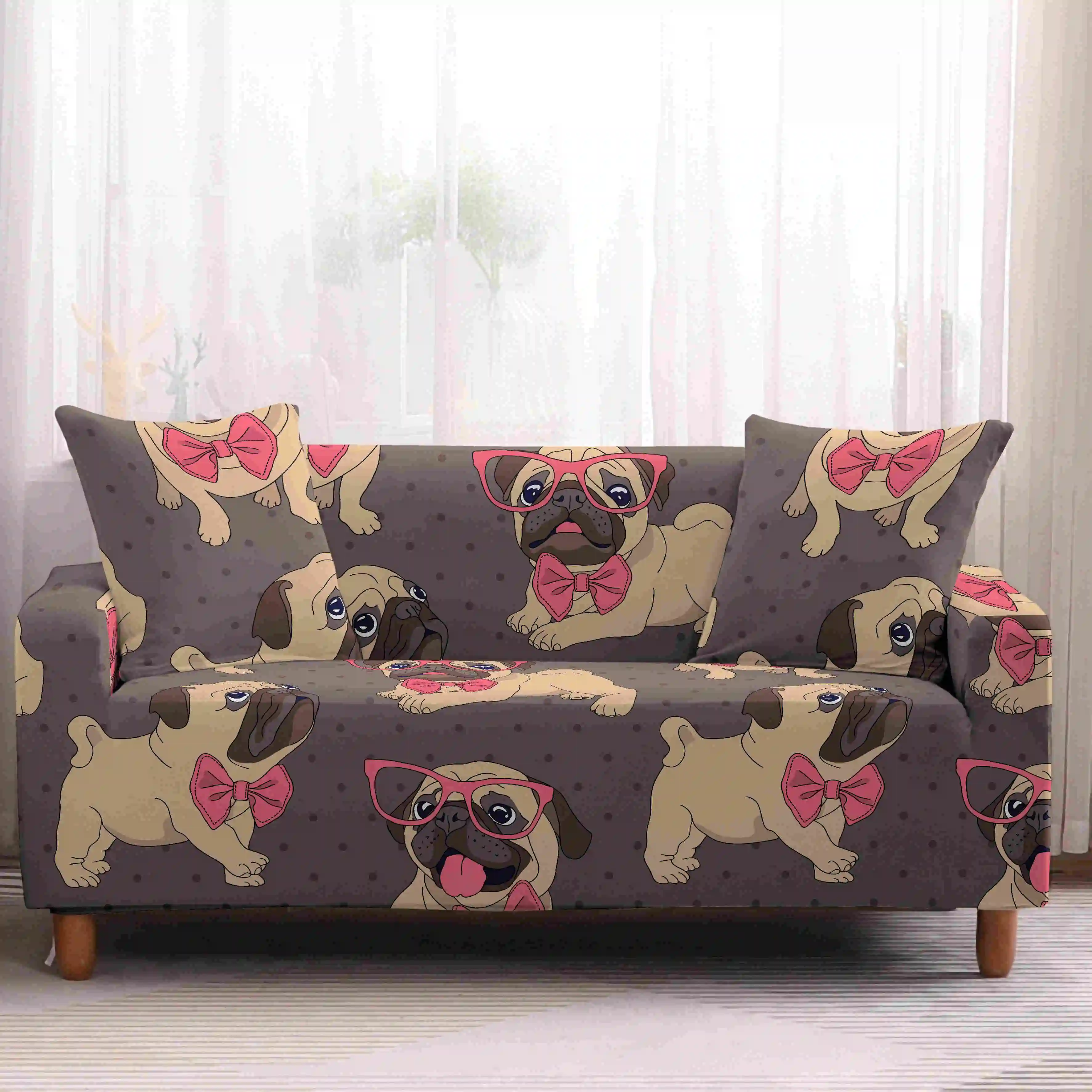 Домашний чехол для дивана из полиэстера с милым рисунком кошек секционного 1/2/3/4