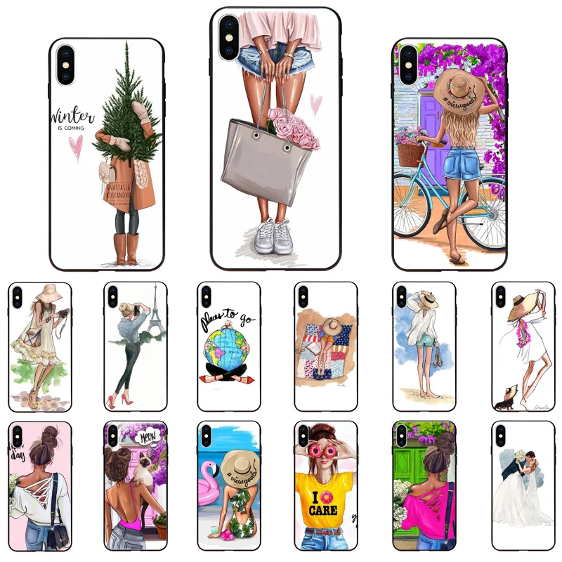 

VOGUE Princess Travel Girl Phone Case for iphone 13 12 11 Pro Max Case For iPhone 12mini XS MAX X XR SE2 8 7 PlusCase
