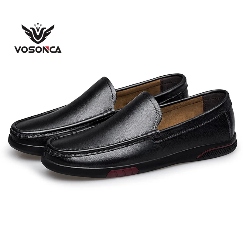 

Мужская повседневная обувь Vosonca, лоферы из натуральной кожи, дышащие мокасины для вождения, размеры 37-46, 2019
