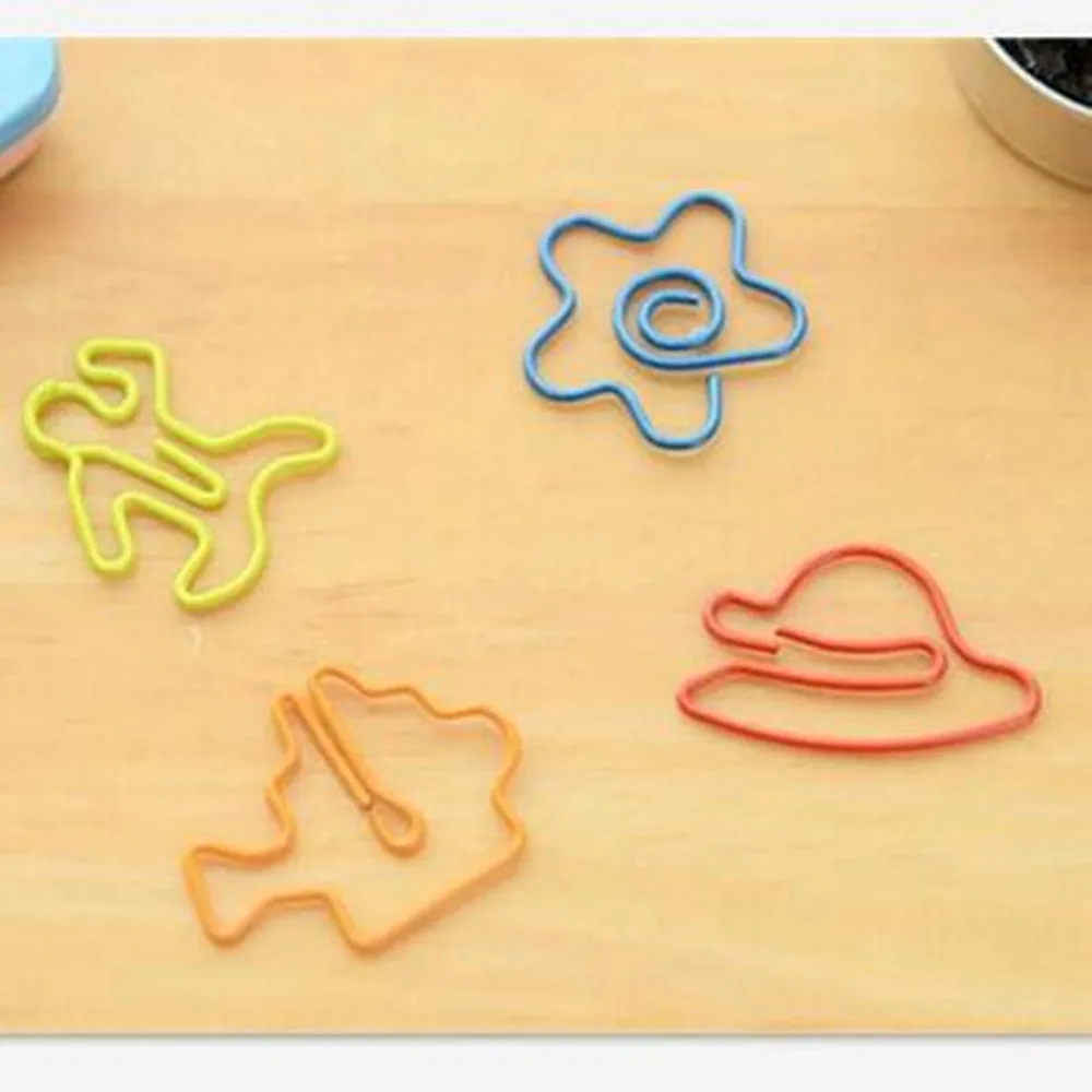 Free Shipping One Box 10 pieces Korea Stationery Novelty Cute Metal Paper Clips School Life Clip Bookmarks |