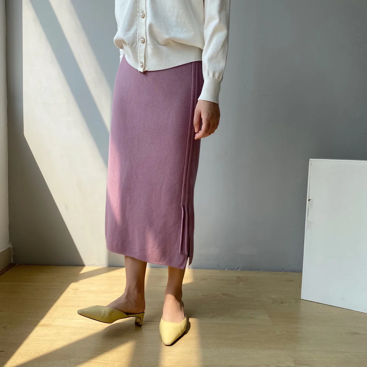 

Autumn Vintage Skirts Women High Waist Split Drawstring Skirts Womens Fashion Bodycon Skirts Sexy Kintted Mermaid Skirts Femme