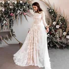 Винтажные кружевные свадебные платья 2020, элегантное женское свадебное платье бохо, свадебные платья с драгоценным вырезом в богемном стиле