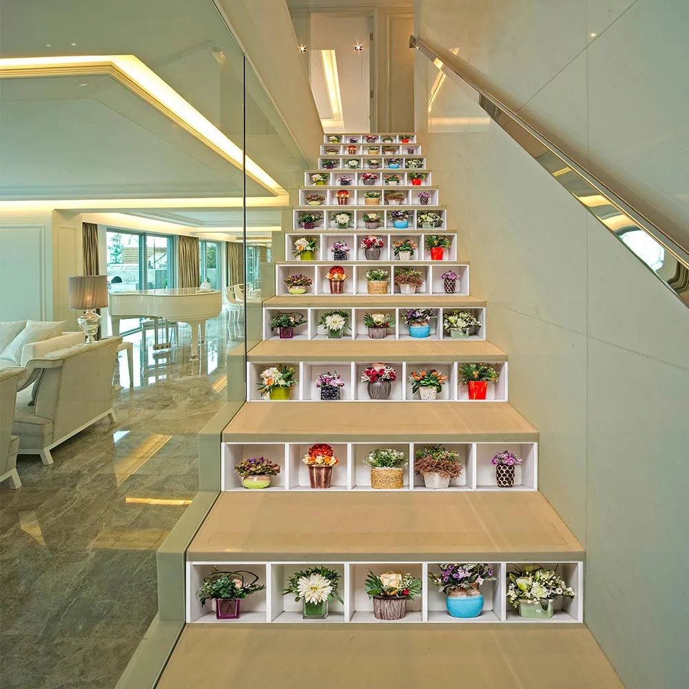 3D ПВХ наклейки в горшке для лестницы и цветов украшение дома сделай сам