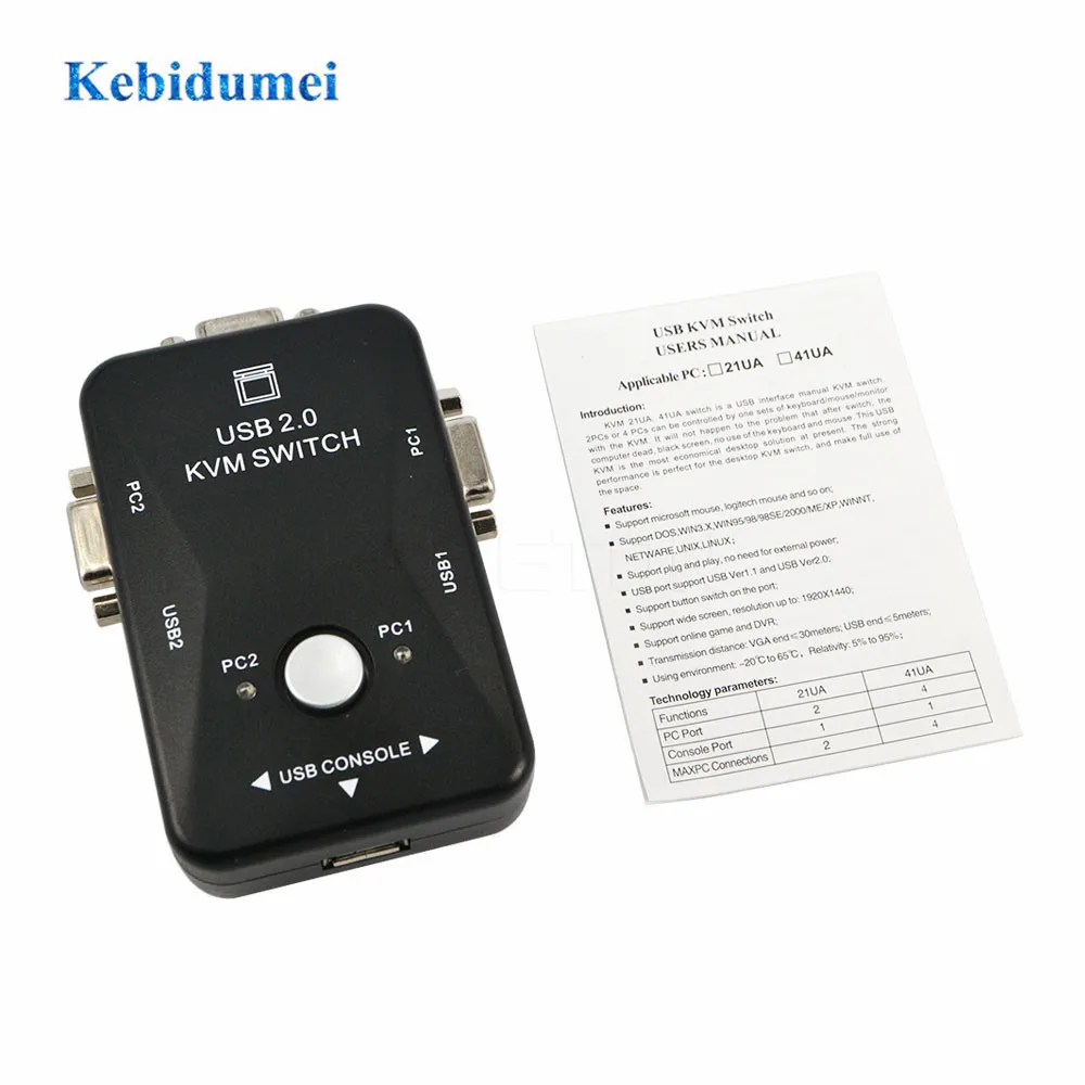 Kebidumei KVM 2 порта USB переключатель ручной VGA 0 мышь клавиатура 1920*1440|vga usb kvm|kvm switch boxusb