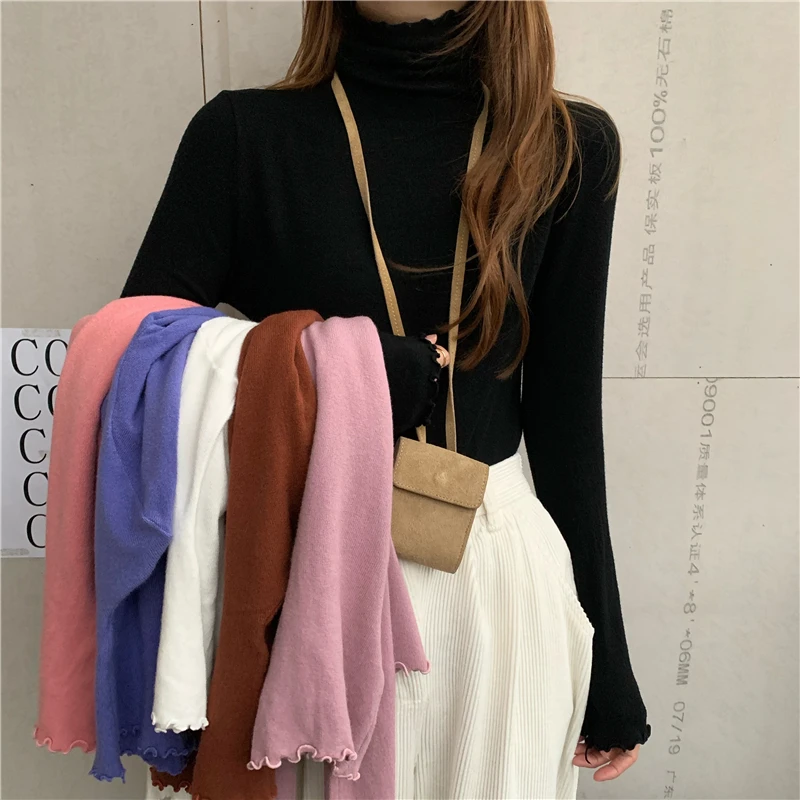 

Y2k Solid Pink Ruffles Long Sleeve Tops White Tees Mujer Camisetas Women Fashion Clothing Streetwear T Shirts Ropa De Mujer