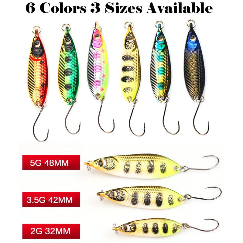 

6Pcs/Lot Metal Spoon Lures Sequins Stream Lure Fishing Universal Artificial Hard Bait Spinner Lure For Trout Bass Fishing Tackle