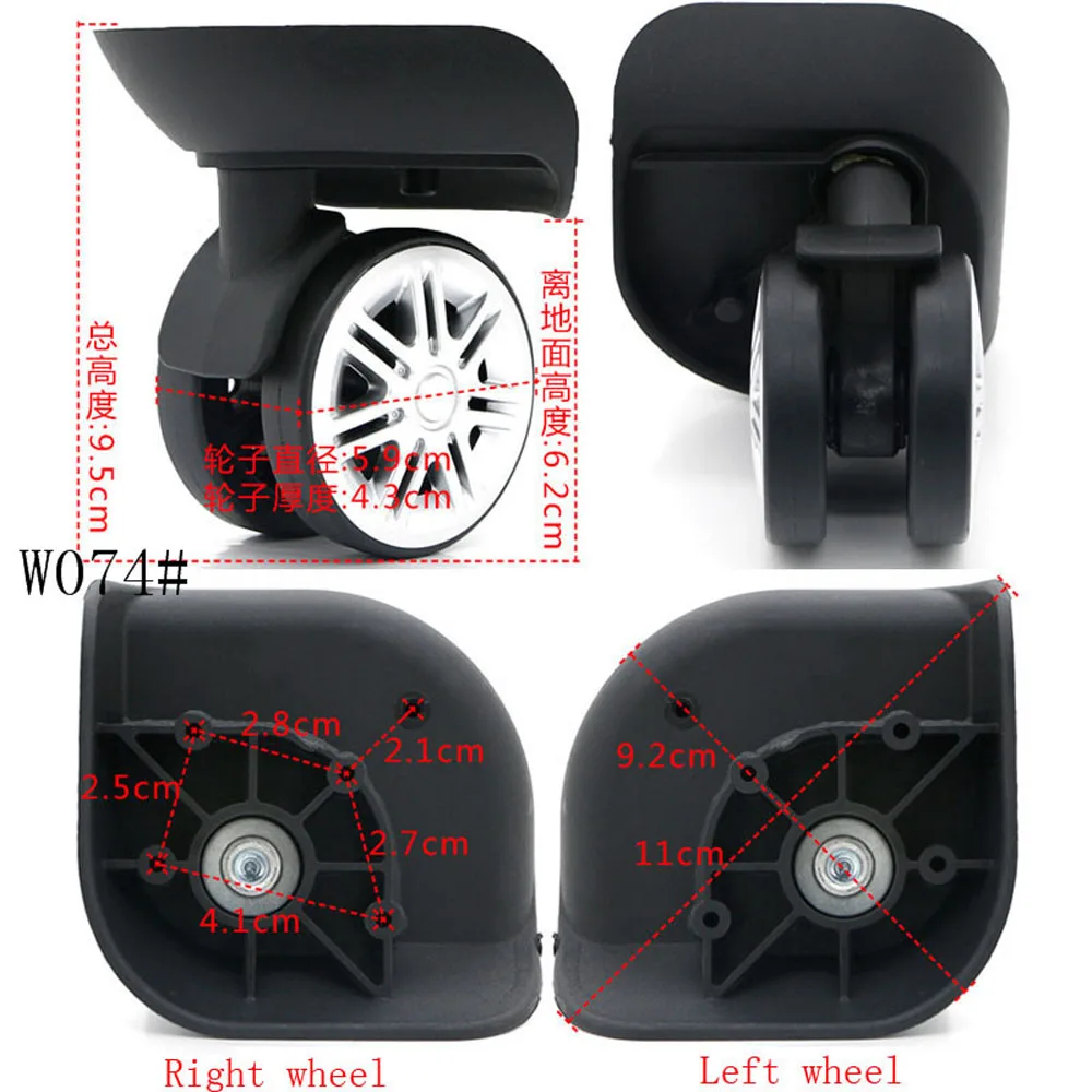 w074 Left Right 2pcs 1 пара GUGULUZA Замена багажного колеса ремонт чемодан сумка Запчасти Спиннер колеса ролики для путешествий таможенная коробка - Цвет: w074 Left Right 2pcs