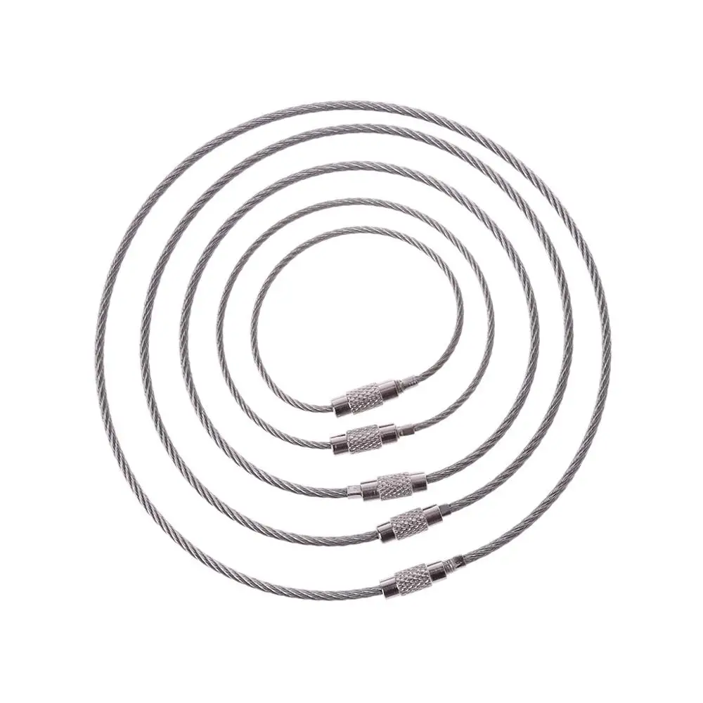 

Stainless Steel Wire Keychain Cable Key Ring Chain Outdoor Luggage Tag Loop Rope