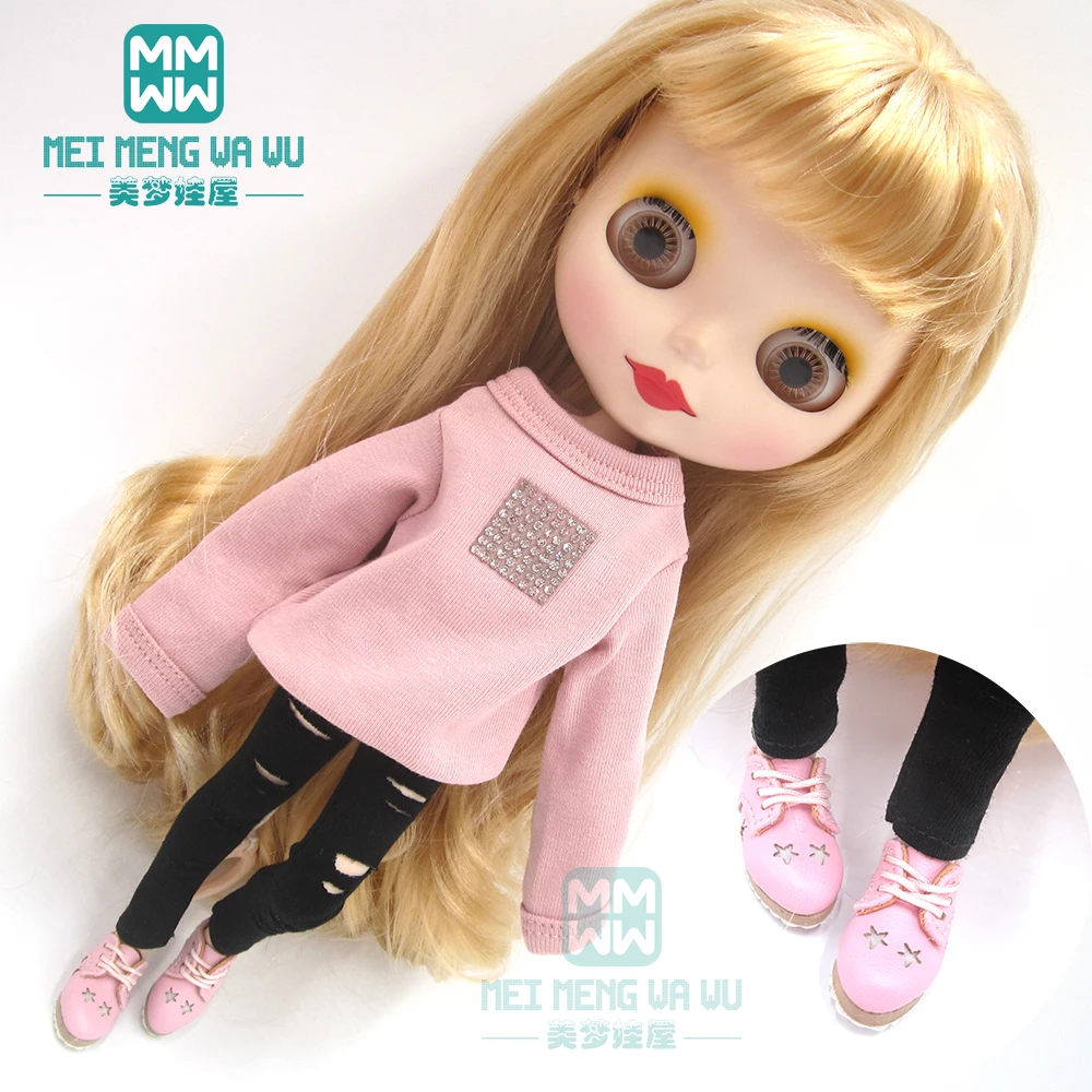 Одежда для куклы Blyth розовая толстовка штаны с дырками кожаная обувь OB23 OB24 Azone