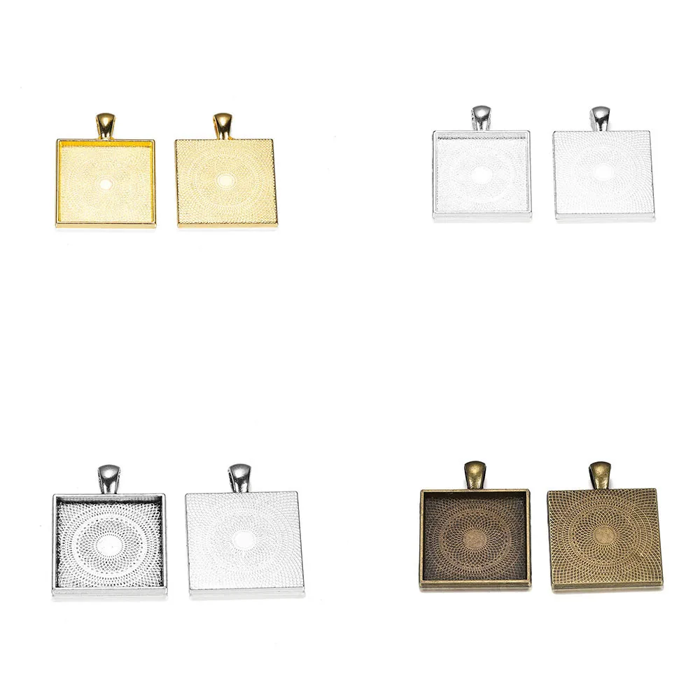 

Основания для квадратных кабошонов с покрытием 25 мм, 5 шт./лот, Очаровательные Подвески из цинкового сплава, кабошоны, ожерелье «сделай сам», ...