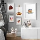 Акварельная иллюстрация плакат и печать Десерт Мороженое Холст Картина шоколад печенье Настенная картина