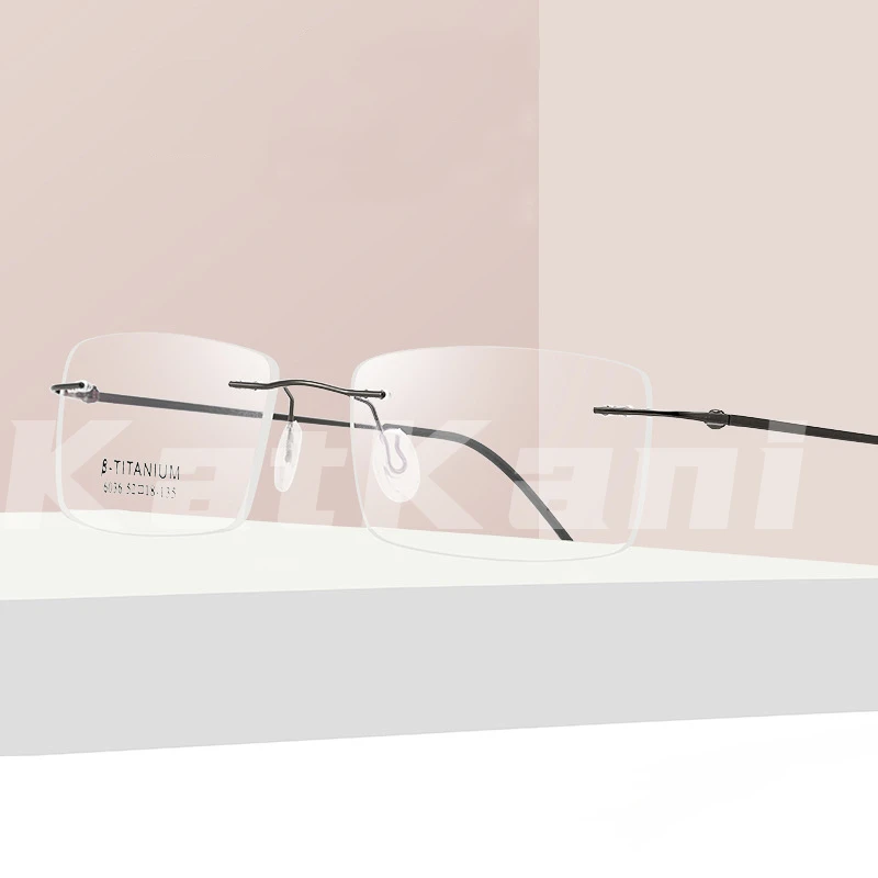 

KatKani Men's Super Elastic Alloy Rimless Eyeglasses Frame Business Super Light Myopia Optical Prescription Glasses Frame K6036
