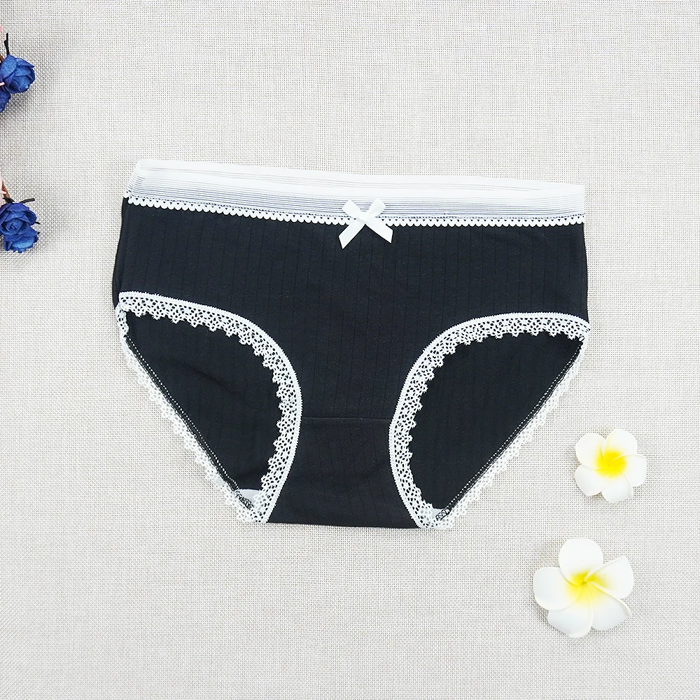 

Cotton Underwear Women Cute Panties Underpants Lingerie Femme Bow Knickers Fashion Lady Briefs Solid Color Mid-Rises 3pcs/lot