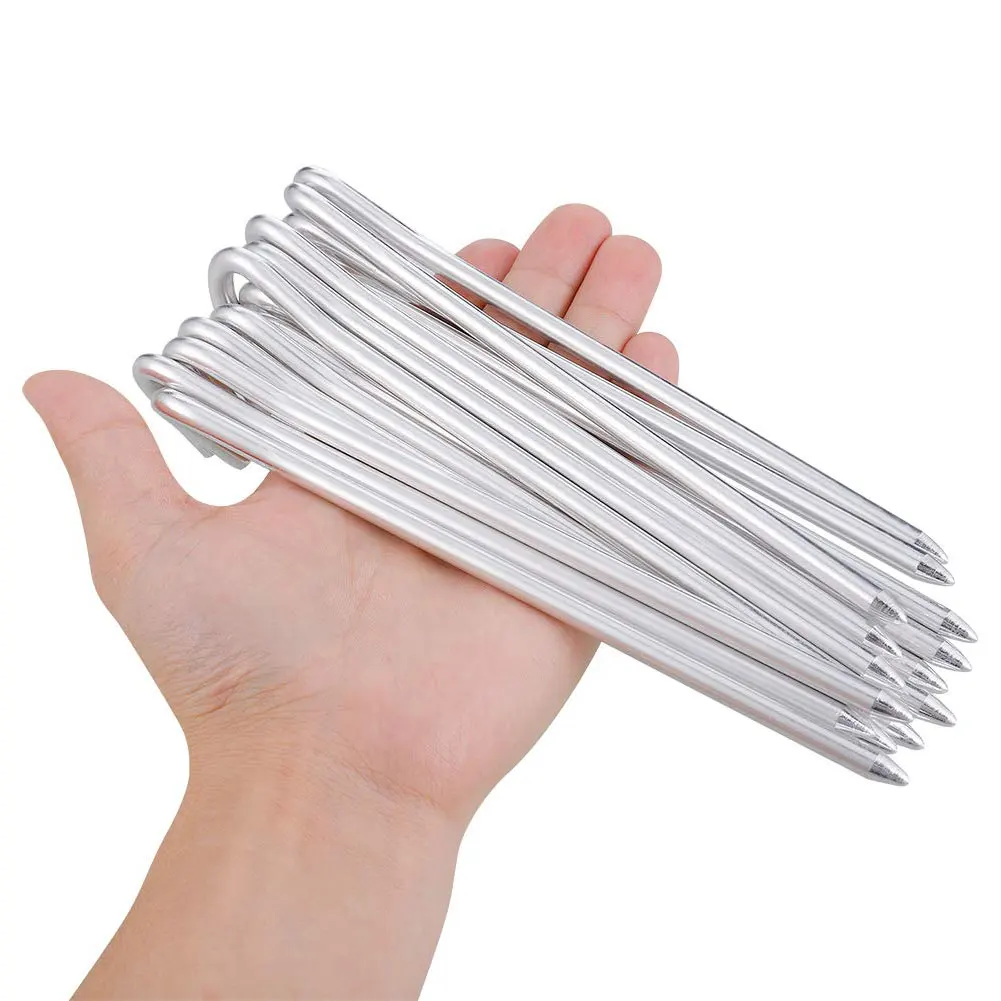 

15pcs Outdoor Picnic Camping Fishing Canopy Tent Aluminum Alloy Pegs Stakes Nails Ground Pin For Camping Garden Fixed Ground