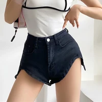 fashion irregular high waist slim jeans shorts for women super elastic booty shorts pantalones cortos de mujer