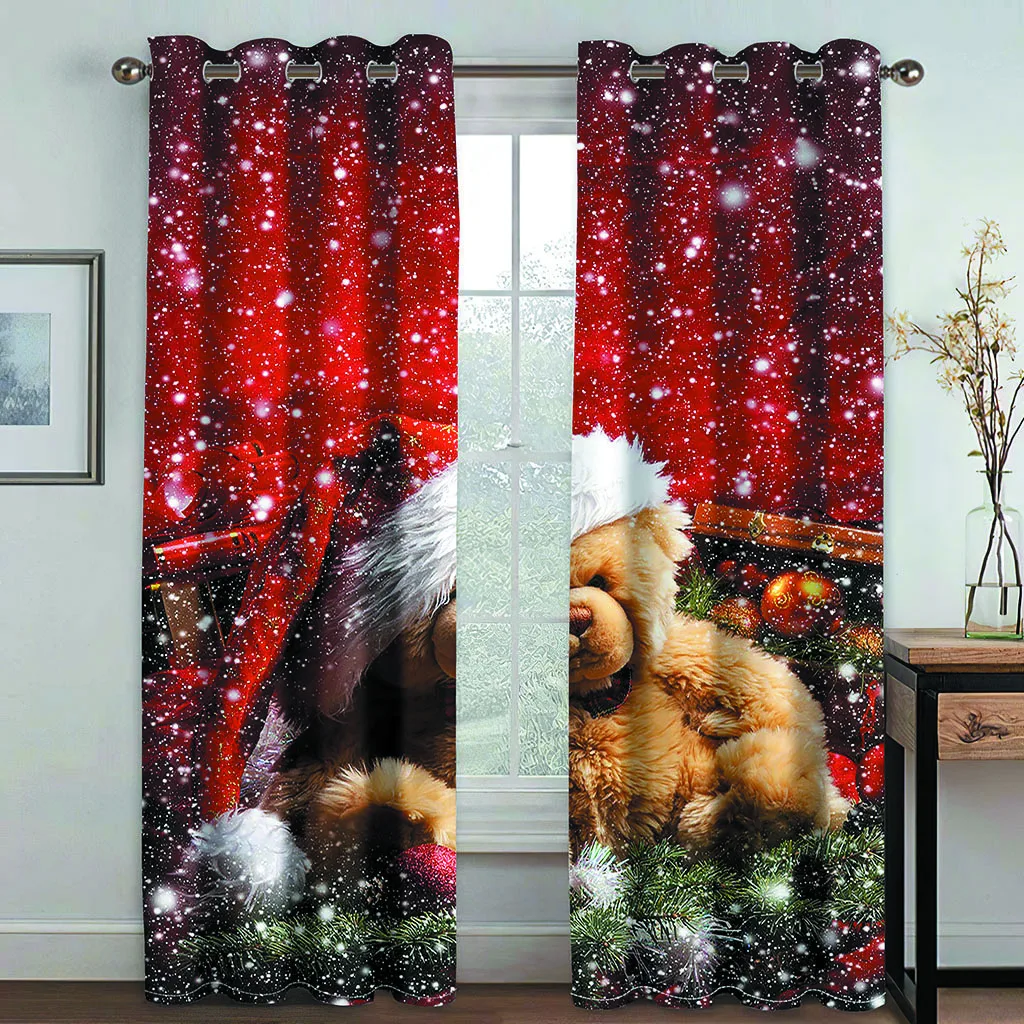 

Custom red christmas curtains 3D Blackout Curtains Living Room Bedroom Hotel Window curtains
