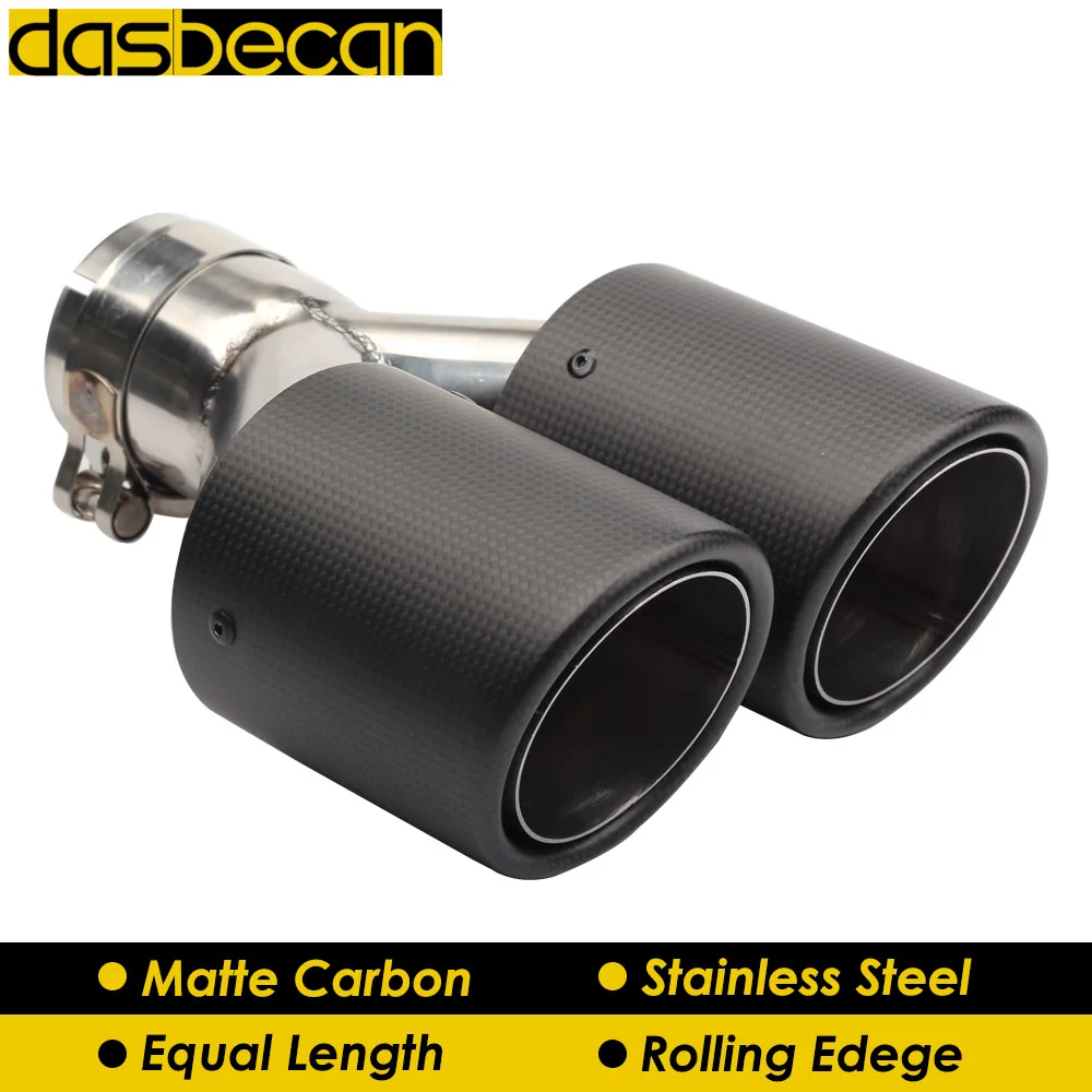 

Dasbecan Автомобильная двойная выхлопная труба, качающаяся кромка, модель Y, глушитель, матовый, 3k, углеродистая Черная задняя выхлопная труба, у...