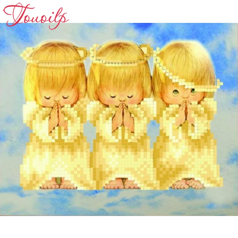 DIY три ангела алмаз живопись ремесло наклейки 5D круглые кристаллы наборы