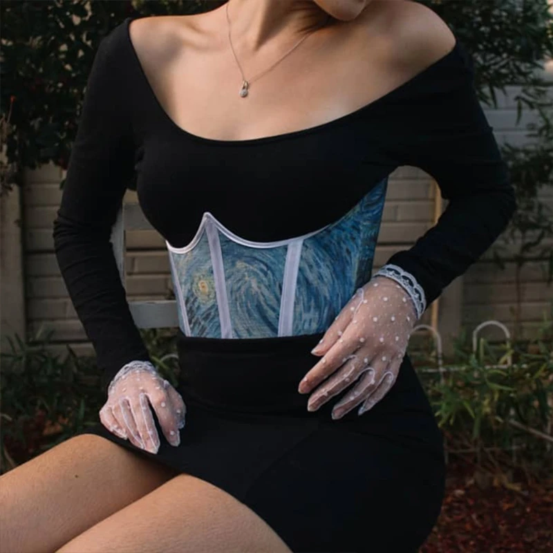 

Sexy Corset Crop Top Summer Women Fashion Y2K Off Shoulder Bustier Tube Tops Fishbone Lace Up T-Shirt