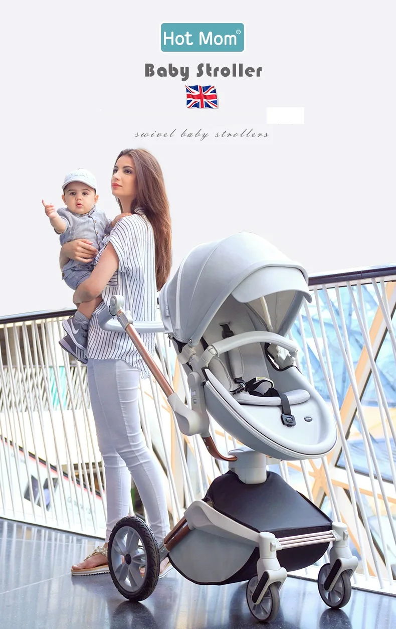 Hotmom/высокий пейзаж, вращение на 360 градусов, детская коляска из искусственной кожи, kinderwaga европейский стандарт, коляска для новорожденных, детская коляска