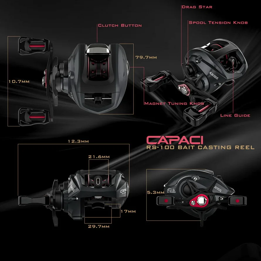 

RS100 Рыболовная катушка падение колесный плот полюс колеса 6,3: 1 Шестерни соотношение левая рука правая рука катушки провода CNC чашка для рыболовной снасти