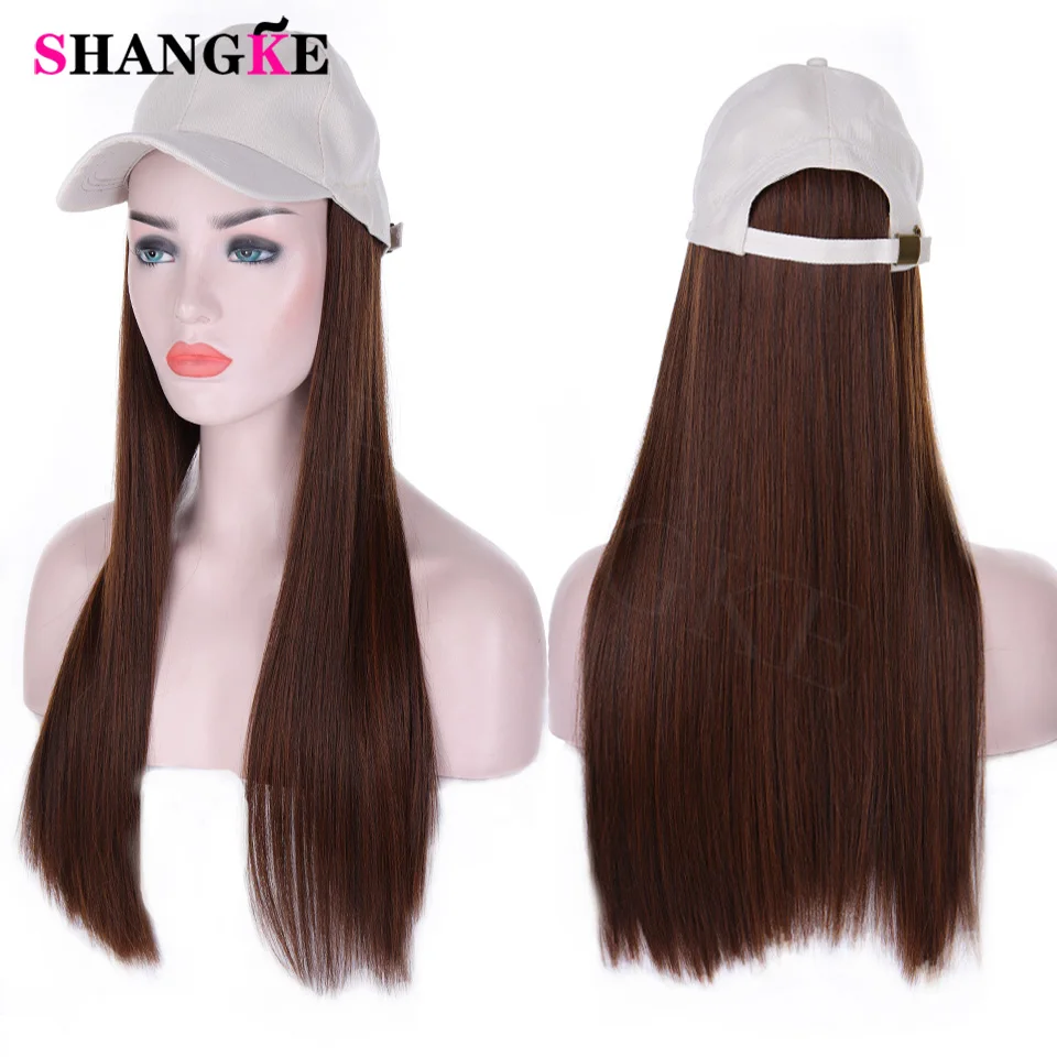 24 дюйма длинные прямые волосы шляпа парик с для женщин Жаростойкие Волокна