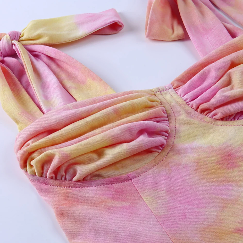 Женский дышащий пикантный Топ розового цвета на завязках с открытой спиной без