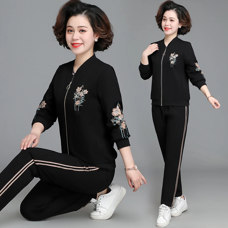 

Spring Women's Fashion 2 Piece Set Floral Tracksuit Long Sleeve Patchwork Top + Pants Jogging Suits Sportswear Sports Hot Suit