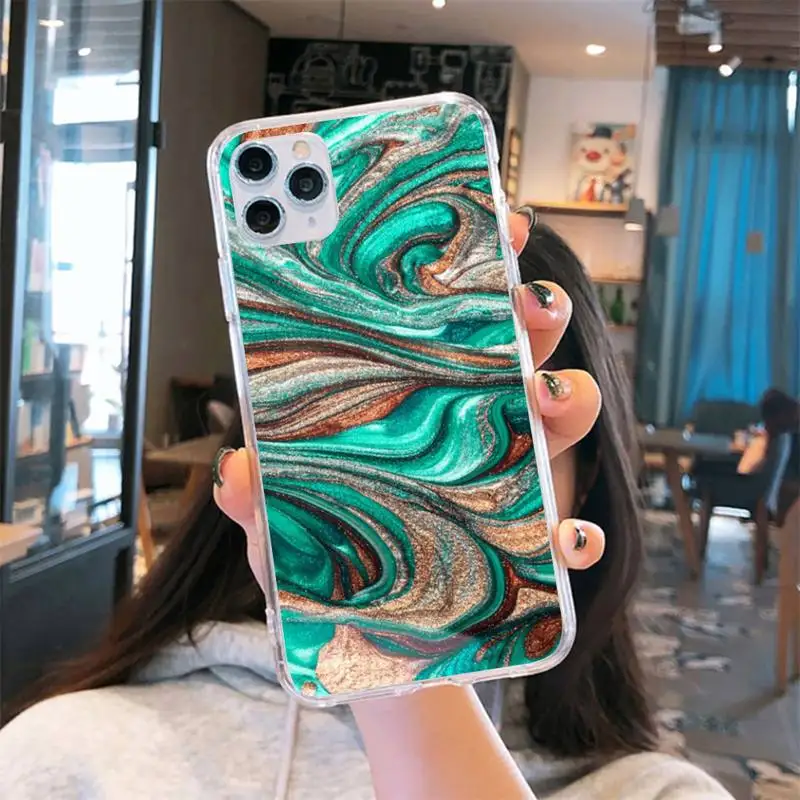 

Quicksand Art Design Marble Phone Case Transparent for iPhone 6 7 8 11 12 s mini pro X XS XR MAX Plus se cover funda shell