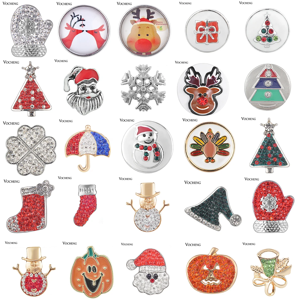 

Vocheng Ginger Snaps Christmas style 18mm Saint Claus Clay Charms For Button Jewelry