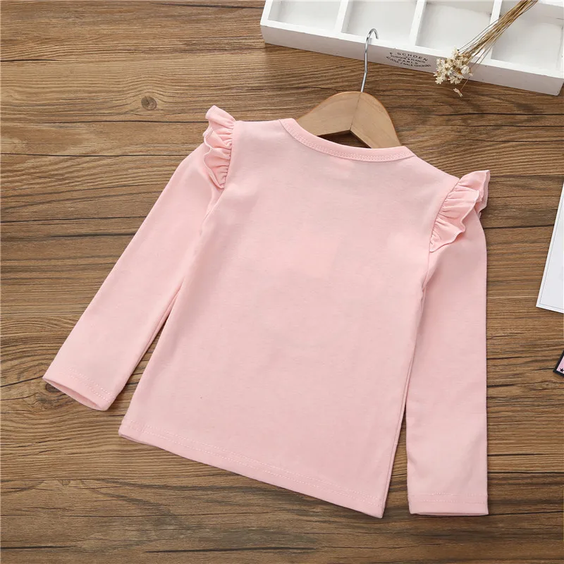 2-6Year Baby Girls Long Sleeve T-shirt Bottoming Shirt Children Spring and Summer Autumn Long Sleeves Cartoon T-shirt Kids