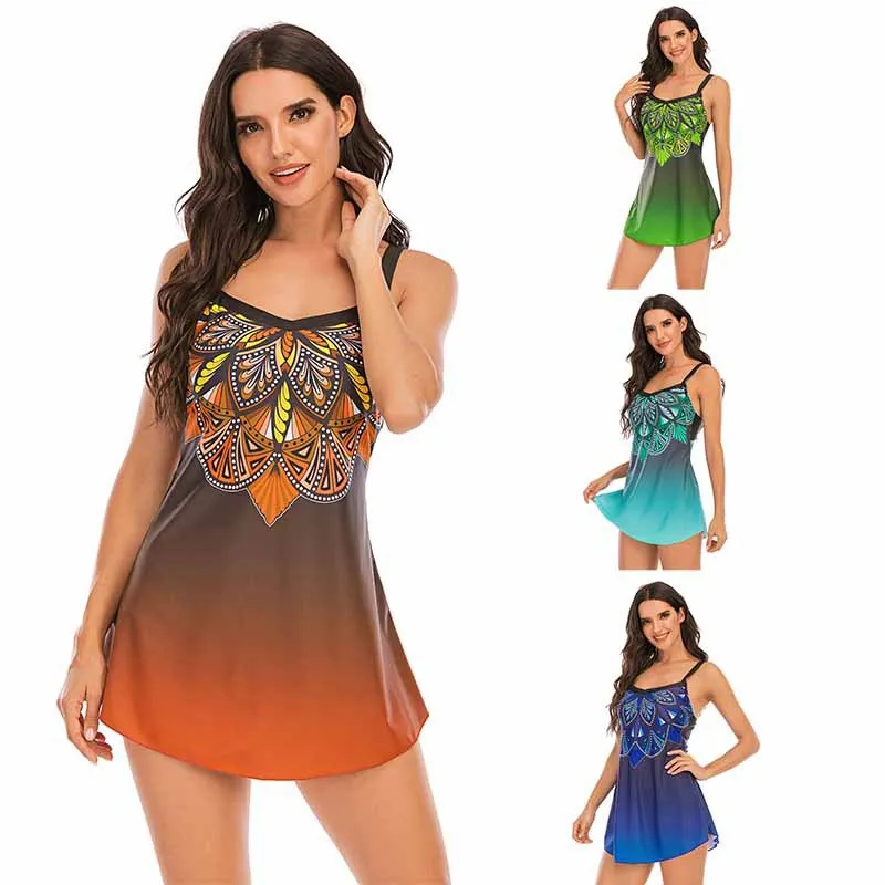 

New Style European And Beautiful Women Plus Size Split Swimsuit Printed Bikini Casual Beach Suit