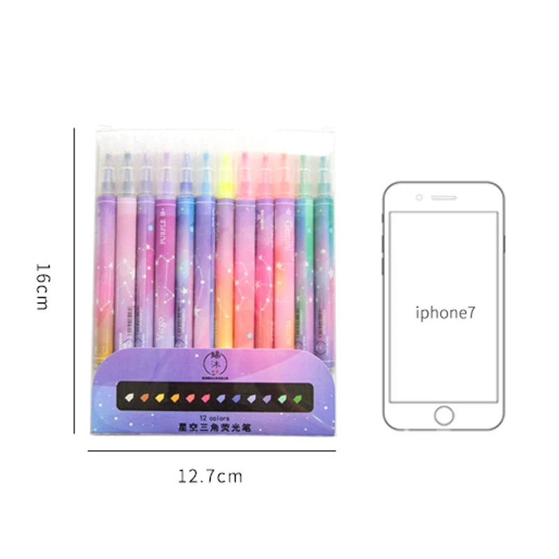 12 шт./компл. хайлайтер на водной основе пигмент с двойной головкой