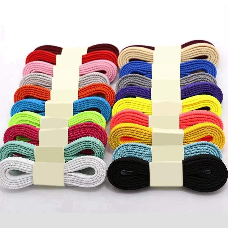 1Pair Double Flat Laces High Quality Polyester Shoelaces Fashion Sports Casual Shoe Lace Solid Flat Shoelace 28Colors