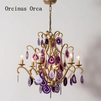 high end customized american color natural agate crystal chandelier girl bedroom princess room childrens room luxury chandelier