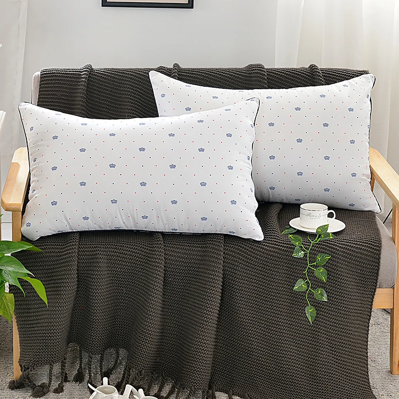 Подушка для сна из мягкой ткани с принтом перьев суперэластичная отеля