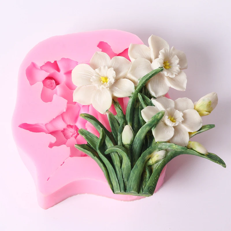 Нарцисса формы Fondant (сахарная) силикагель для мыла 3D DIY многофункциональное
