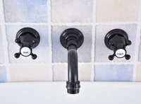 black oil rubbed brass dual handles widespread 3 holes wall mounted bathroom tub sink basin faucet sink mixer tap msf499