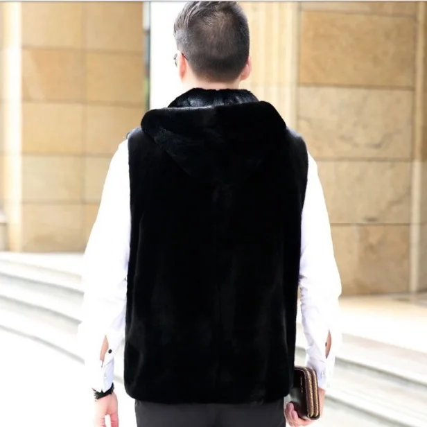 Пушистый мужской жилет из искусственного меха размера плюс зима 2020 без рукавов