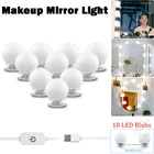 Светодиодная лампа для зеркала для макияжа, празднисветильник настенный светильник для туалетного столика с USB-разъемом, приглушаемая лампа для туалетного столика, зеркала, 61014 шт., 5 В