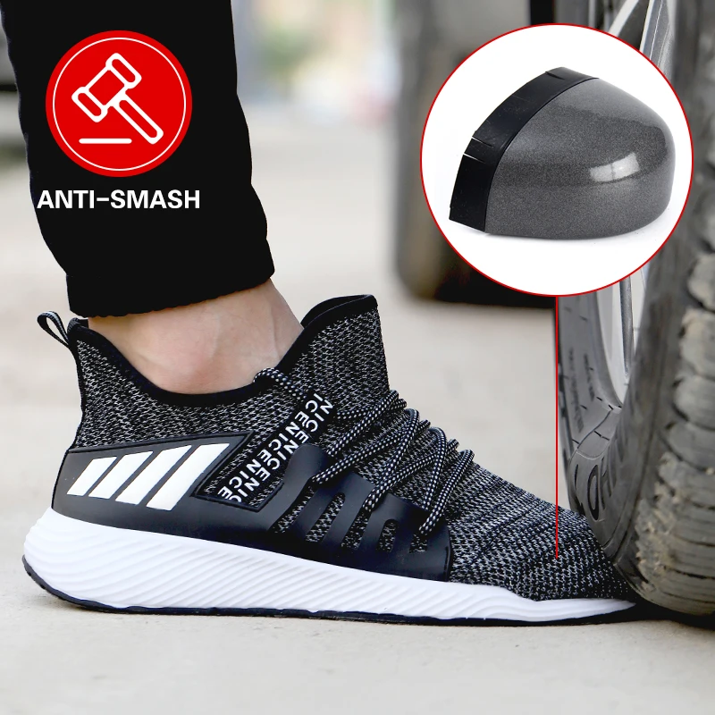 Safety Shoes Men Women Steel Toe Cap Sport Airflow Work Boots Puncture-Proof Sneakers Indestructible Construction Outdoor Adult