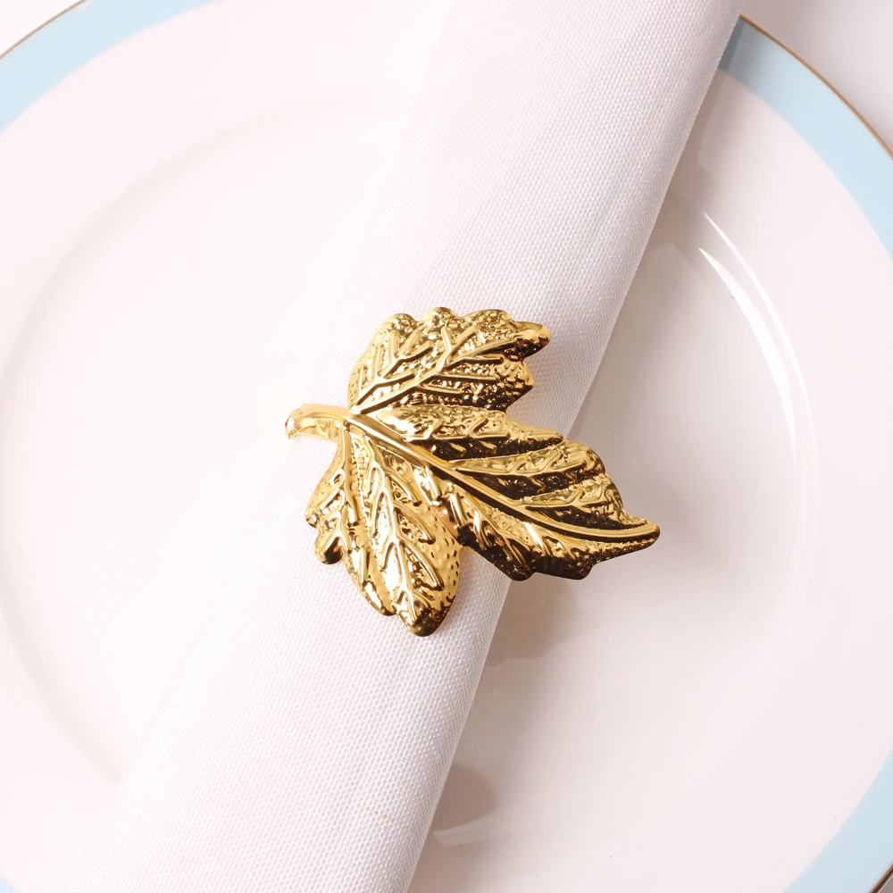12 шт./металлическое позолоченное кольцо для салфеток в виде кленового листа | Дом